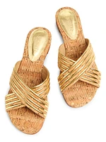 Latifah Cork & Metallic Leather Sandals