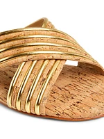 Latifah Cork & Metallic Leather Sandals