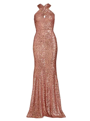 Sequined Halterneck Gown