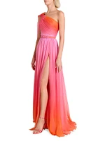 Miami Gradiant One-Shoulder Gown