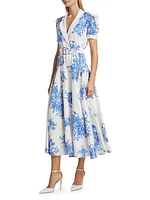 Floral Silk Twill Shirtdress