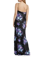 Floral Silk Halter Gown