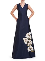 Aurelia Mikado V-Neck Gown