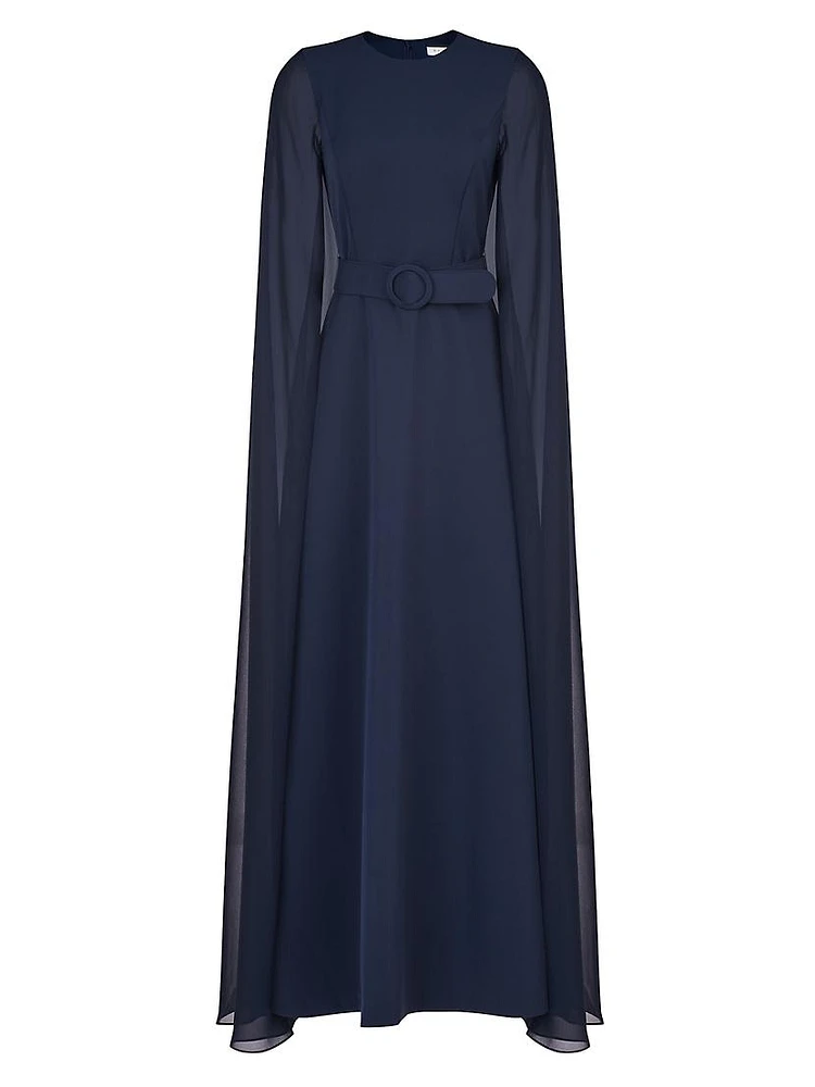 Freya Crepe Cape Gown