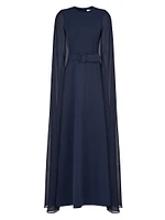 Freya Crepe Cape Gown