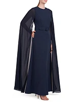 Freya Crepe Cape Gown