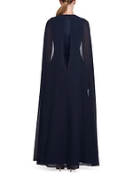 Freya Crepe Cape Gown