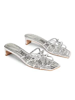 Rachel 38MM Metallic Leather Strappy Sandals