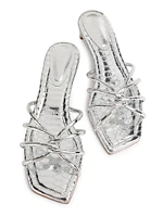 Rachel 38MM Metallic Leather Strappy Sandals