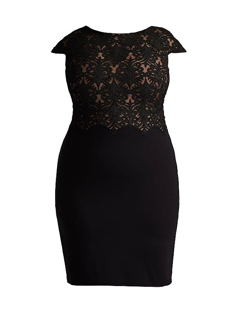 Plus Corded Crêpe Lace Sheath Dress