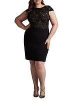 Plus Corded Crêpe Lace Sheath Dress