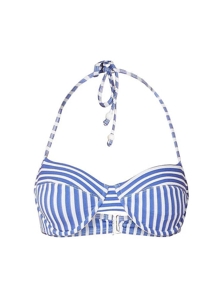 Striped Halterneck Bikini Top