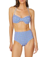 Striped Halterneck Bikini Top