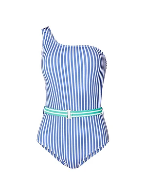 Striped One-Shoulder Swimsuit