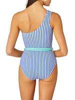 Striped One-Shoulder Swimsuit