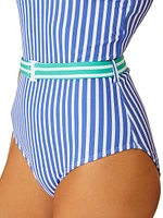 Striped One-Shoulder Swimsuit