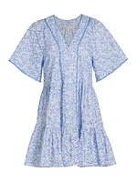 Tiered Broderie Anglaise Short-Sleeve Minidress