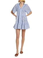 Tiered Broderie Anglaise Short-Sleeve Minidress