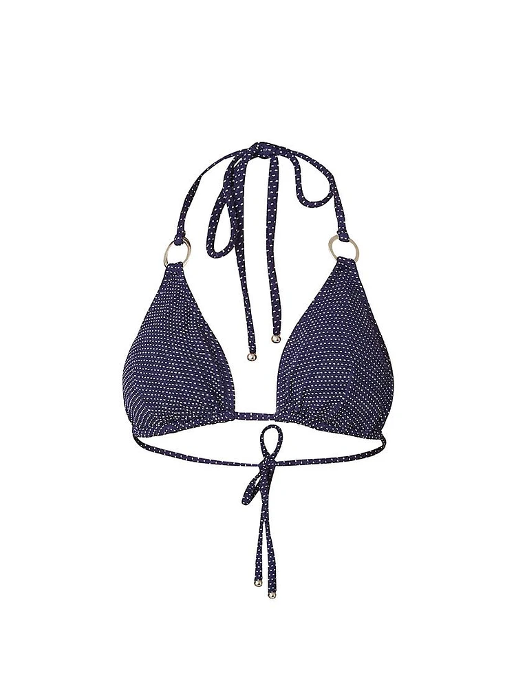 Metallic Polka Dot Triangle Bikini Top