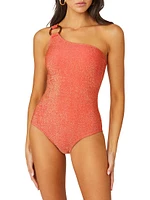 Metallic One-Shoulder One-Piece Swimsuit