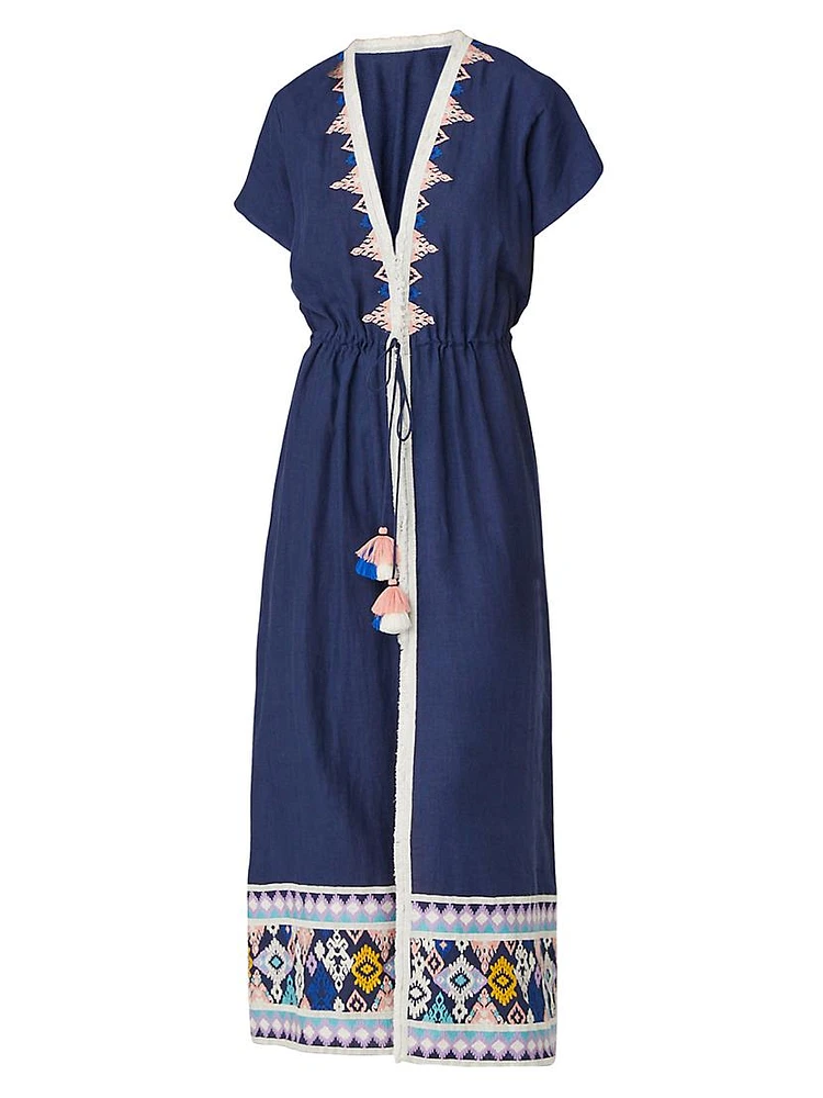 Embroidered Short-Sleeve Cover-Up