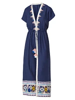 Embroidered Short-Sleeve Cover-Up