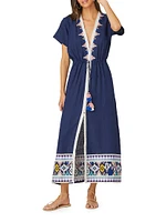 Embroidered Short-Sleeve Cover-Up