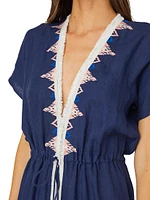 Embroidered Short-Sleeve Cover-Up