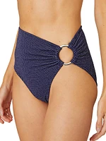 Side-Ring High-Waist Bikini Bottom