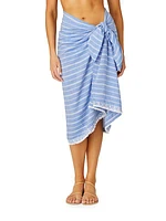 Striped Cotton-Chambray Self-Tie Sarong