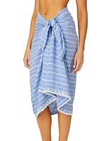 Striped Cotton-Chambray Self-Tie Sarong