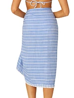 Striped Cotton-Chambray Self-Tie Sarong