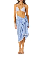 Striped Cotton-Chambray Self-Tie Sarong