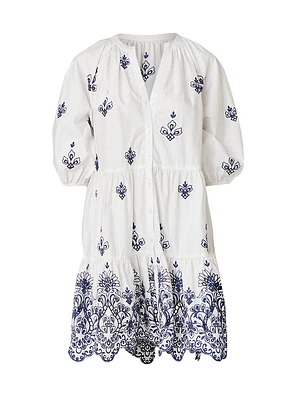 Arabesque Embroidered Cotton Minidress