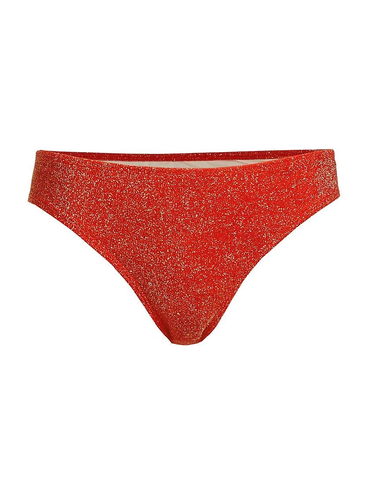 Metallic Mid-Rise Bikini Bottom