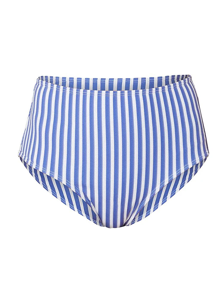 Striped High-Waisted Bikini Bottom