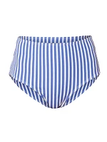 Striped High-Waisted Bikini Bottom