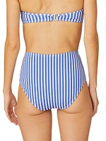 Striped High-Waisted Bikini Bottom