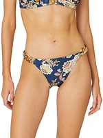 Floral Chain-Link Bikini Bottom