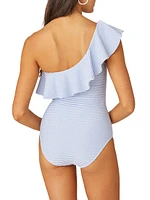 Ruffle One-Shoulder One-Piece Swimsuit