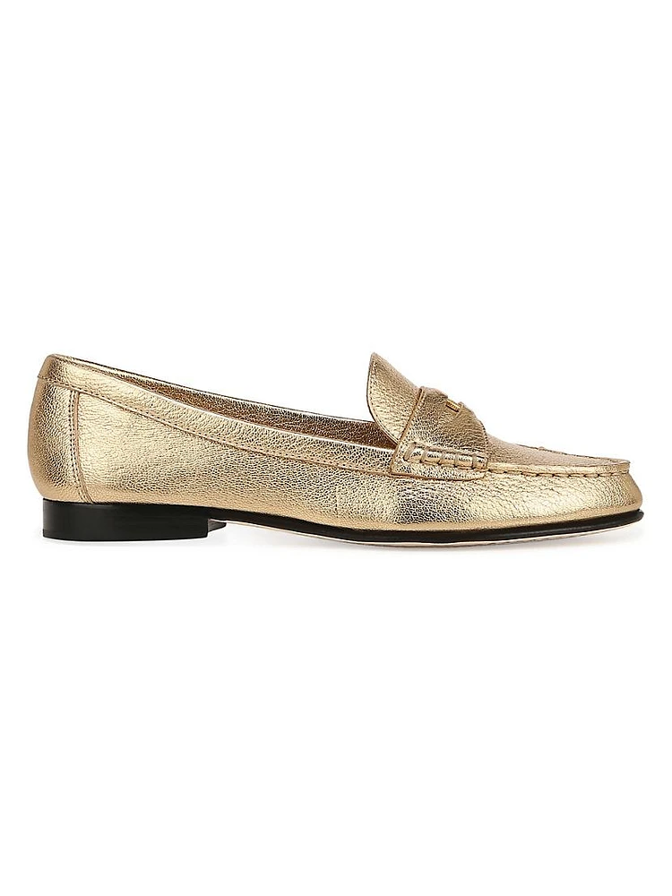 Metallic Leather Penny Loafers