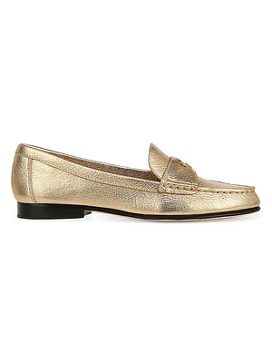 Metallic Leather Penny Loafers