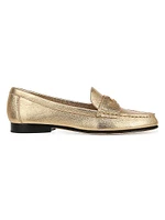 Metallic Leather Penny Loafers