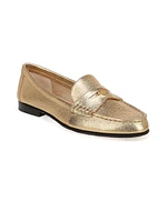 Metallic Leather Penny Loafers