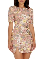 Maddox Floral Sequined Minidress