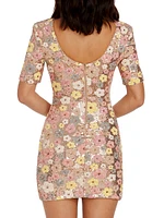 Maddox Floral Sequined Minidress