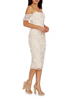 Tara Floral Appliqué Midi-Dress