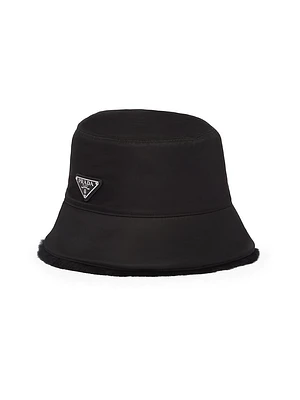 Re-Nylon And Shearling Bucket Hat