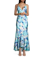 Abstract Satin Mermaid Gown