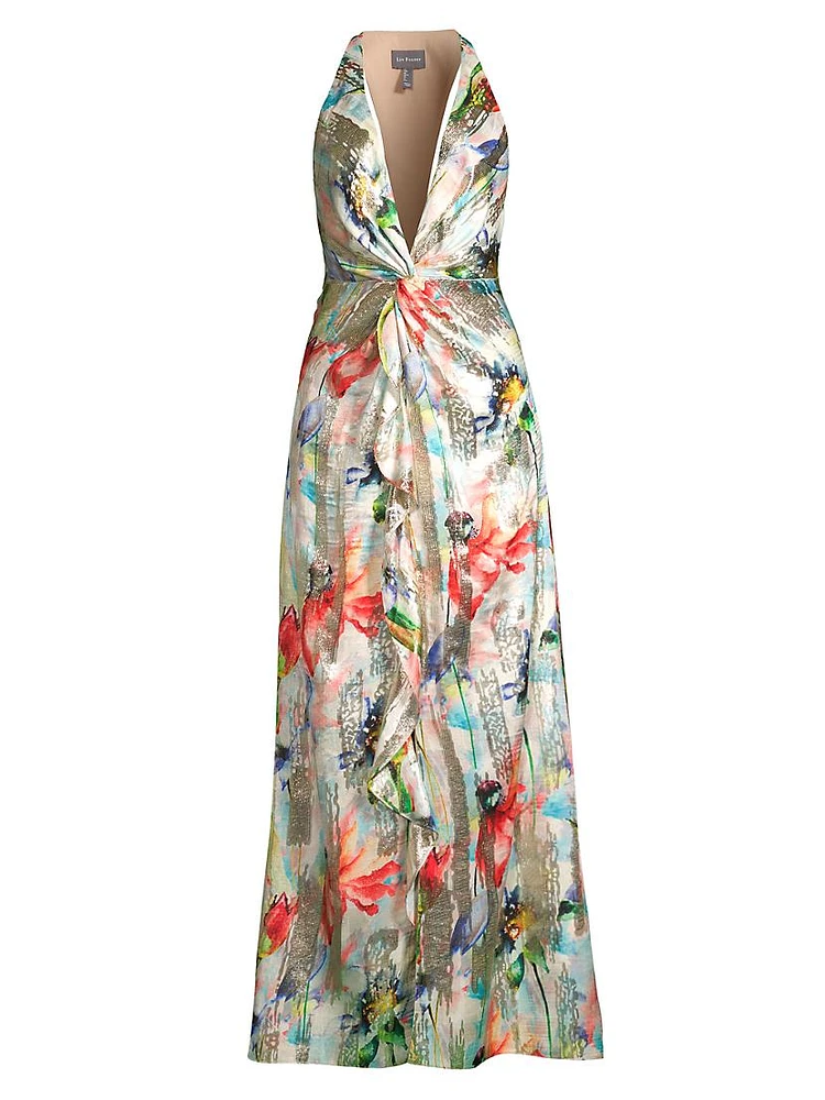 Floral Jacquard Midi-Dress